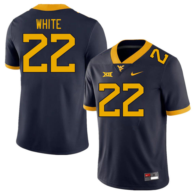 West Virginia Mountaineers #22 Jahiem White College Football Jerseys Stitched Sale-Navy
